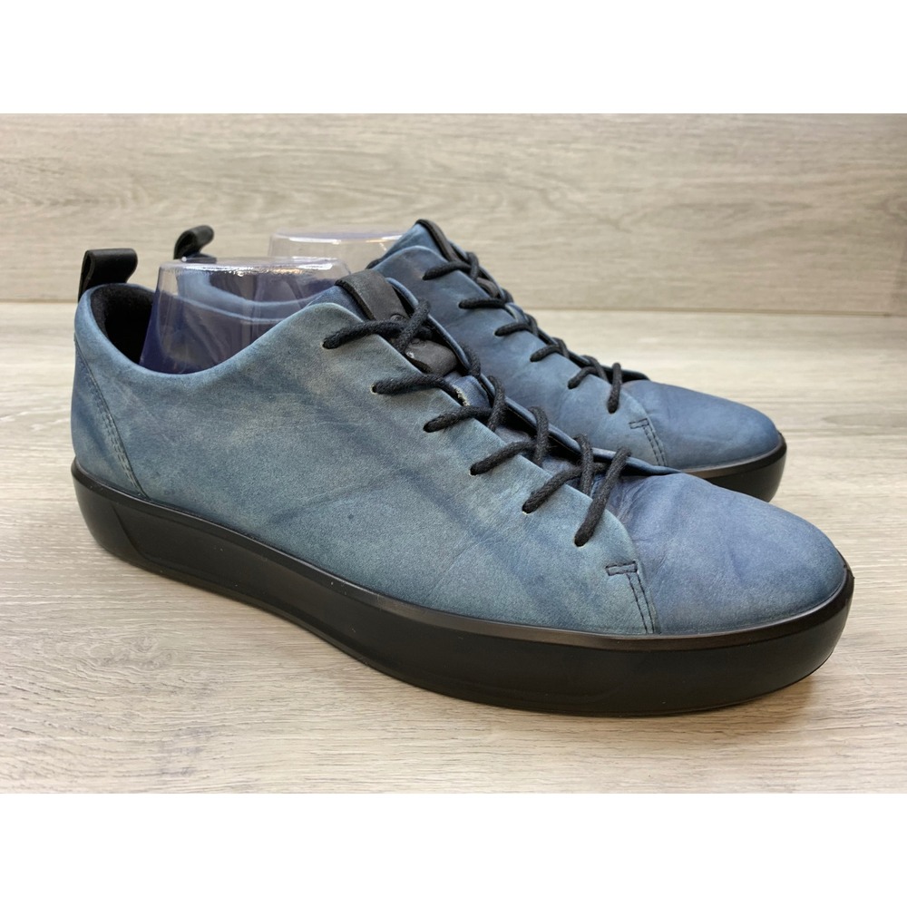 ECCO Soft 8 Blue Leather Low Top Sneakers Men's 44 US 10-10.5 Comfort Shoes